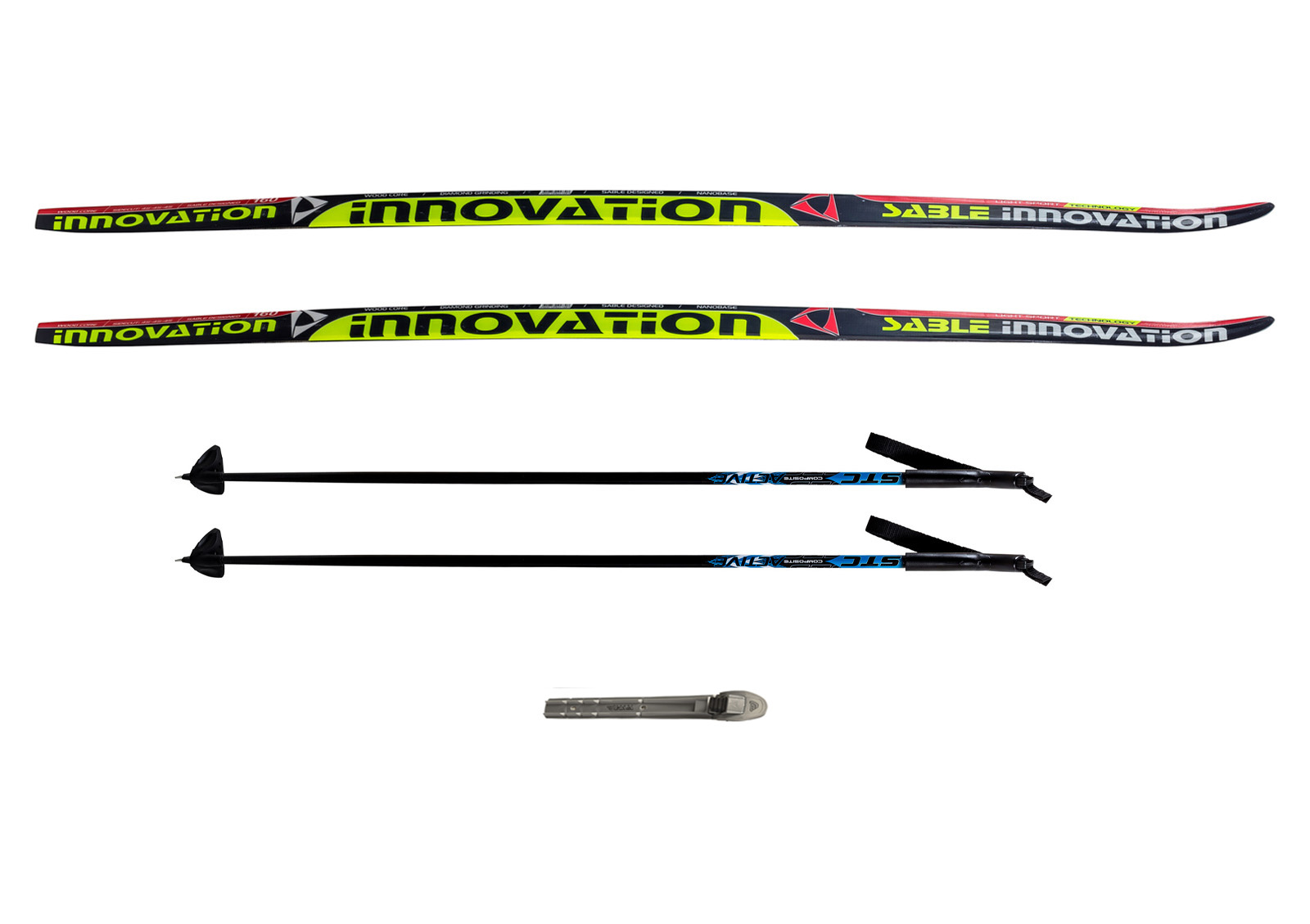 Лыжный комплект - лыжи пластиковые, палки, крепления NNN Эльва механика